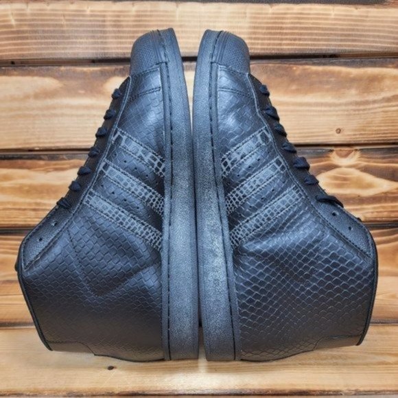 Adidas Casual Basketball Shoes for Men Pro Model Snakeskin Triple Black - Picture 6 of 9